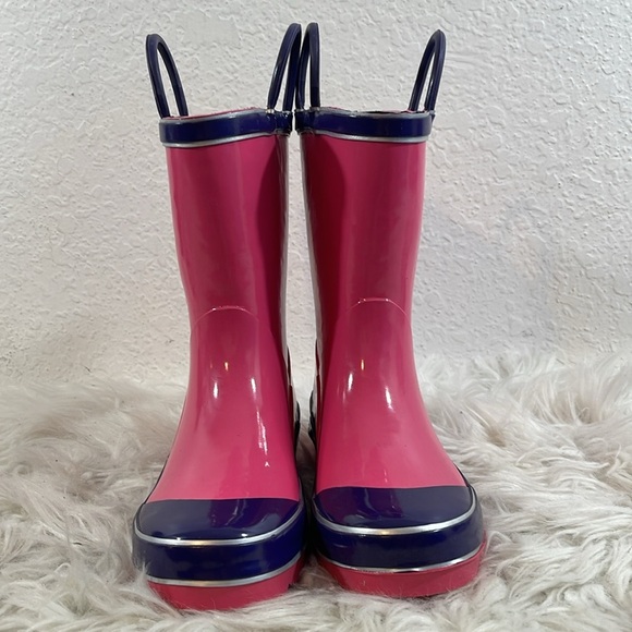 Northside Little Girls' Classic Solid Rainboot Pink / Purple Slip On Size 1 NEW - Picture 3 of 15